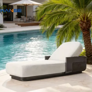 Minimalist Modern Hotel Villa Aluminum Alloy Lounge Set Resort Style Patio Poolside Sun Lounger Beach Sunbeds Outdoor Furniture