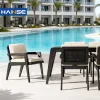 Modern Aluminum Metal Eco-friendly Outdoor Cafe Dining Set with Chairs and Table