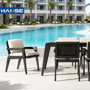 Modern Aluminum Metal Eco-friendly Outdoor Cafe Dining Set with Chairs and Table