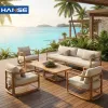 Modern Contemporary Outdoor Garden Sofa Set Solid Teak Wood Furniture Indonesia for Hotels Living Rooms Warehouses Wholesale