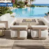 Modern Design Grade-A Solid Teak Wood Outdoor Furniture Sectional Seat Cushions for Patio Wicker Garden Sofa Set for Hotel Use