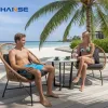 Modern Dining Table Set with Chairs Outdoor Wicker Rattan Furniture for Hotel Living Room Park Use