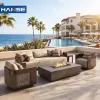 Modern Elegant Rattan Wicker Outdoor Sofa Set for Indoor Sunroom or Restaurant Garden Furniture for Hotels