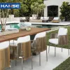 Modern European Villa Terrace Teak Wood Garden Furniture Set Outdoor Dining Table Eco-Friendly Waterproof Hotel Living Room Use
