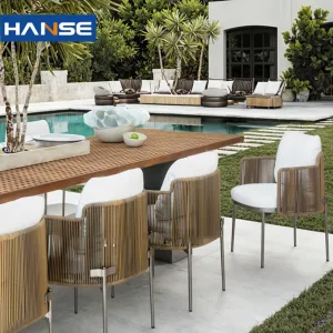 Modern European Villa Terrace Teak Wood Garden Furniture Set Outdoor Dining Table Eco-Friendly Waterproof Hotel Living Room Use