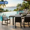 Modern Luxury Hotel Courtyard Outdoor Aluminum Dining Chair and Table Sets with Garden Patio Furniture