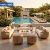 Modern Minimalist Teak Outdoor Sofa Set Solid Hardwood Patio Couch for Cafe Restaurant Villa Outdoor Area Custom Size Waterproof