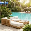 Modern Minimalist Villa Teak Luxury Nordic Outdoor Kitchen Gardeners Wooden Garden Patios Sectional Furniture Outdoor Sofa Set