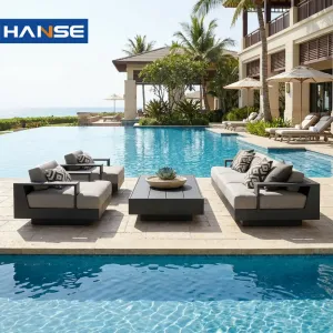 Modern Nordic Metal Patio Set Traditional Outdoor Garden Furniture With Firepit Wicker Garden Sofa for Hotels