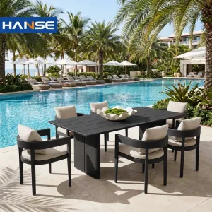 Modern Outdoor Dining Table Set Cheap Sunshine Metal Series Rattan Powder Coating Surface Aluminum Alloy Garden Furniture