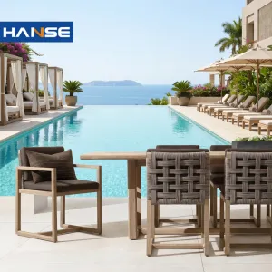 Modern Outside Plastic Wood Furniture Outdoor Table and Chair Set Luxury Outdoor Patio Aluminum Outdoor Furniture Sets