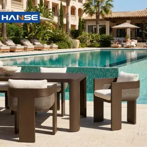 Modern Rattan Compact Garden Dining Table Set for 6 Weather Resistant Eco-Friendly for Outdoor Use in Resorts Family Parties