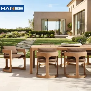 Modern Style Teak Wooden Outdoor Dining Table and Chair Set for Patio Garden for Living Room or Hotel Entry