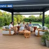 Modern Teak Wood Commercial Grade Weather Resistant Hotel Courtyard Park Outdoor Sofa Set Sectional