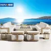 Modern Waterproof Teak Wood Furniture with Cushions Outdoor Living Room Balcony Garden Patio Hotel Sectional Outdoor Garden Sofa