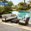 Modular Aluminum Outdoor Sectional Sofa with Cushions Weather Resistant for Tropical Garden Balcony and Terrace