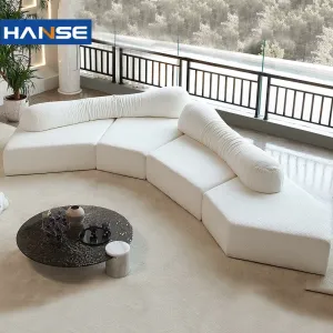 Modular Convertible Sectional Sofa Set-Commercial Grade Velvet Fabric for Villa Living Room Eco-Friendly Fire Retardant