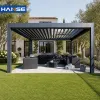 Motorized Aluminum Pergola Powder Coated Waterproof Adjustable Louver Roof Eco-Friendly Outdoor Gazebo Patio Canopy Villa