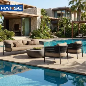 New Arrival Luxury Modern All Weather Aluminum Outdoor Sofa Set Rope Sectional for Living Room Hotel Use