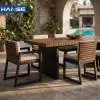 New Arrival Minimalist Outdoor Garden Courtyard Dining Table Hotel Wooden Outdoor Furniture Set Aluminium Outdoor Dining Set