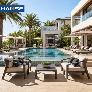 Nordic Modern Hotel Terrace Leisure Sofa Set Wicker Outdoor Garden Furniture With Aluminum Frame for Outdoor Use