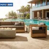 OEM Custom Luxury Wood All Weather Resort Garden Outdoor Sofa Backyard Balcony Lounge Set