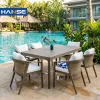OEM Outdoor Balcony Teak Furniture Dining Table and Chair Set Luxury Dinning Table Set Wooden Tables 6 Chairs