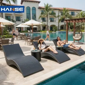 Outdoor Beach Rattan Sun Chaise Lounge Chair with Cushions for Garden Pool Park Living Room Use-UV Resistant Eco-Friendly