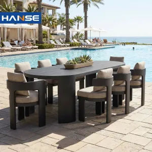 Outdoor Furniture Table Chair Sets Aluminum Table and Chair with Waterproof Cushion for Garden Set Courtyard Dining Set
