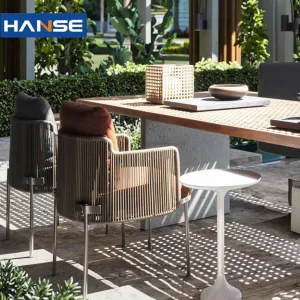 Outdoor Garden Black Rope Dinning Chair Outdoor Back Water Proof