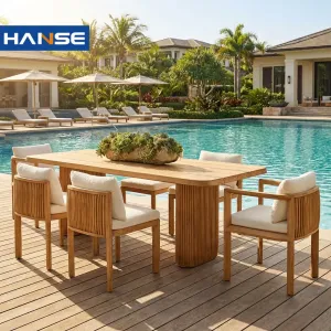 Outdoor Modern Furniture Dining Table Set 6 Seater With Chairs Hotel Garden Table and Chair Luxury Dining Table Set Resort