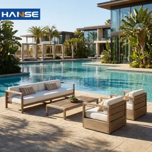 Outdoor Sofa Combination Courtyard Garden Set Villa Leisure Terrace Hotel Solid Wood Furniture