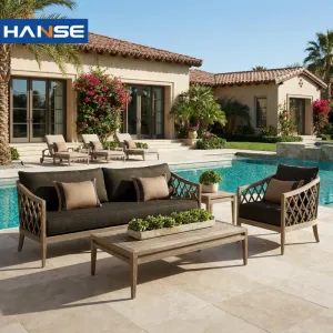 Outdoor Space or Indoor Sun Room Relaxing Lounge Furniture Wood Wicker Recliner Outdoor Garden New Sofa