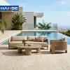 Outdoor Teak Garden Sofa Set Luxury Modern Durable Waterproof Patio Furniture for Living Room Courtyard