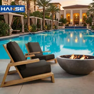 Patio Garden Sets Wood Couch Furniture Teak Luxury Outdoor Sofa Set with Weather Resistant Cushions for Hotel Resort Poolside