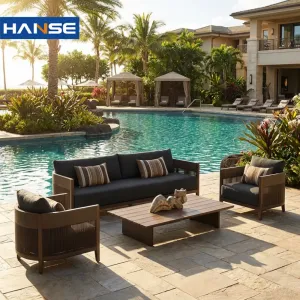 Patio Porch Lawn Aluminum Rope Garden Wood Outdoor Furniture Outdoor Sectionals in Sofas l Sets 3 Pieces Guangzhou
