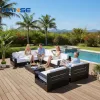 Top Sell Hotel Resort Villa Apartment Leisure Outdoor Furniture Patio Garden Furniture Brushed Aluminum Frame Modern Sofa Set