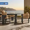 UK Popular Sectional Patio Conversation Sofa Promotional Outdoor Garden Rattan Aluminium Dining Table Set Outdoor Furniture