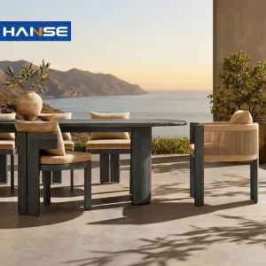 UK Popular Sectional Patio Conversation Sofa Promotional Outdoor Garden Rattan Aluminium Dining Table Set Outdoor Furniture