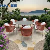 Unique Outdoor Garden Furniture Balcony Rattan Mirror Compact Coffee Table Set for Coffee Shopping