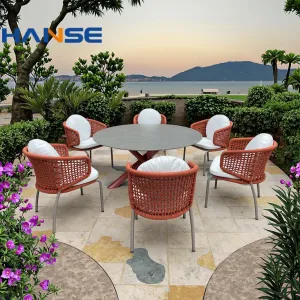 Unique Outdoor Garden Furniture Balcony Rattan Mirror Compact Coffee Table Set for Coffee Shopping