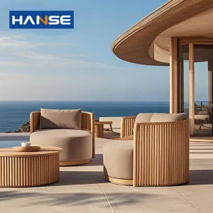 Villa Custom Luxury Waterproof Sunproof Solid Garden Sofa Set Hotel Modern Outdoor Sofas Wood Couch Sofa Teak Patio Furniture