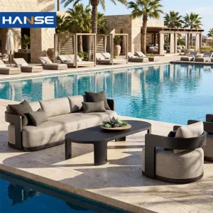 Villa Project Resort Hotel Courtyard Luxury Nordic Aluminum Poolside Lounge Furniture Backyard Garden Set Terrace Outdoor Sofa