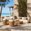 Villas Hotels Premium Outdoor Collection Luxury Garden Sofa Teak Set for Modern Elegant Wood Patio Garden Furniture Sofa Set