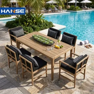 Wholesale Fashion Luxury Garden Set Teak Wood Outdoor Furniture Patio Dining Sets Outdoor Dining Table and Chairs