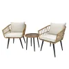 Wholesale French Cafe Restaurant Dining Chairs Aluminium Frame Outdoor Hotel Garden Rattan Wicker Modern 3pcs Bistro Chair Set