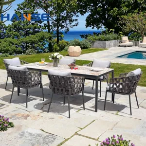 Wholesale Modern Garden Dining Set Commercial Outdoor Table and 4 Chairs Rattan Material for Hotels and Street Patios