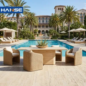 Wholesale Wood Aluminum Outdoor Garden Table and Chairs Small 5 Person Outdoor Dining Table Set Patio Furniture