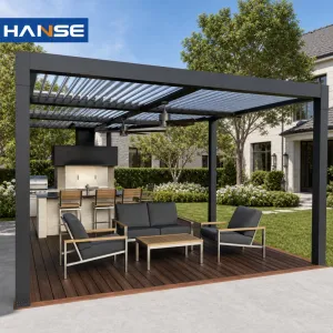 Wind Rain Resistant Aluminum Frame Pergola Manual Louvre Roof Outdoor Patio Shelter Small Garden Balcony Wholesale